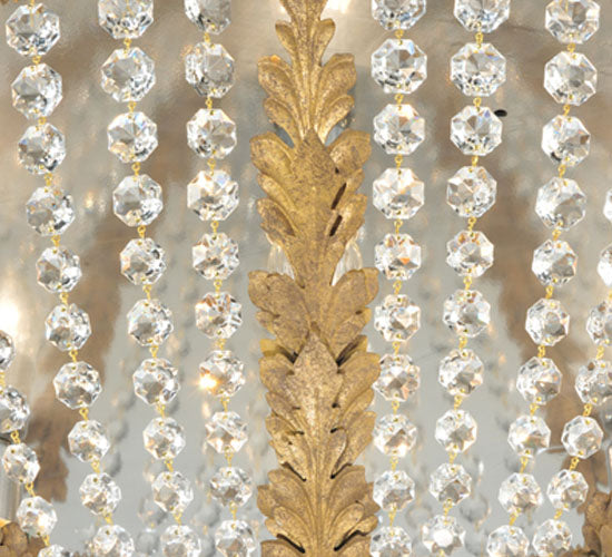 Meyda Lighting Chrisanne 33" 5-Light Pompeii Gold Flush Mount Light With Clear Crystal Beads Shade