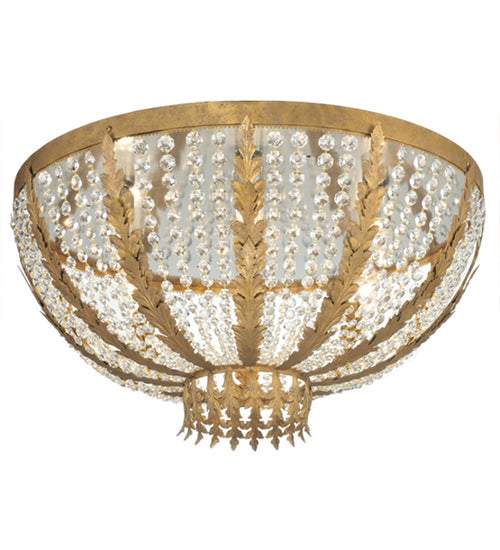 Meyda Lighting Chrisanne 33" 5-Light Pompeii Gold Flush Mount Light With Clear Crystal Beads Shade