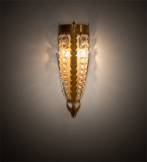 Meyda Lighting Chrisanne 6" 2-Light Transparent Gold Over Nickel Wall Sconce With Gold & Clear Crystal Shade