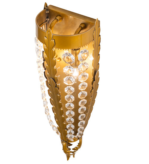 Meyda Lighting Chrisanne 6" 2-Light Transparent Gold Over Nickel Wall Sconce With Gold & Clear Crystal Shade