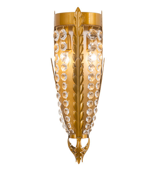 Meyda Lighting Chrisanne 6" 2-Light Transparent Gold Over Nickel Wall Sconce With Gold & Clear Crystal Shade