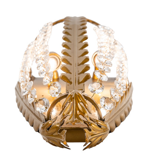 Meyda Lighting Chrisanne 6" 2-Light Transparent Gold Over Nickel Wall Sconce With Gold & Clear Crystal Shade