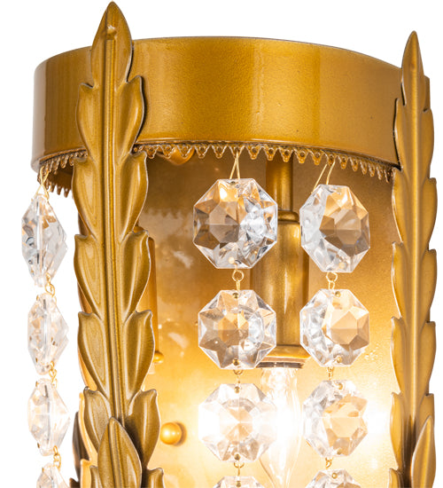 Meyda Lighting Chrisanne 6" 2-Light Transparent Gold Over Nickel Wall Sconce With Gold & Clear Crystal Shade