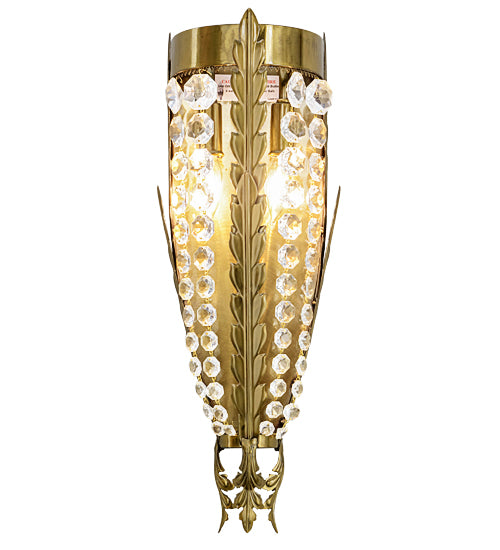 Meyda Lighting Chrisanne 7" 2-Light Transparent Gold Wall Sconce With Crystal Shade