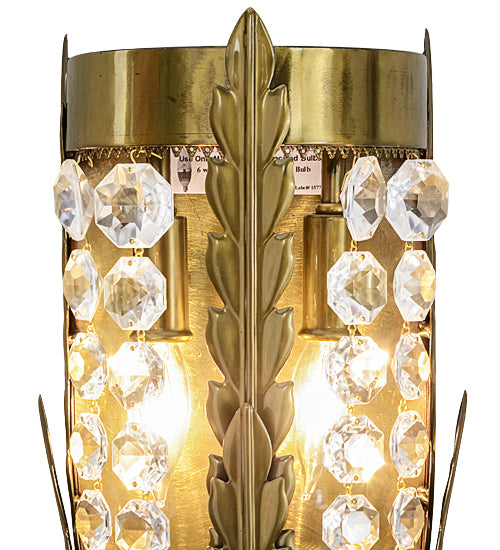 Meyda Lighting Chrisanne 7" 2-Light Transparent Gold Wall Sconce With Crystal Shade