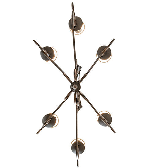 Meyda Lighting Christabel 48" 6-Light Gilded Tobacco Oblong Chandelier With White Linen Shade