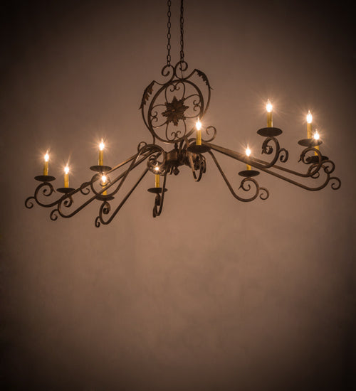 Meyda Lighting Christabel 68" 10-Light Gilded Tobacco Chandelier With Amber Faux Candlelight