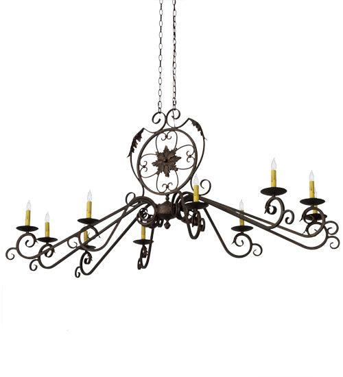 Meyda Lighting Christabel 68" 10-Light Gilded Tobacco Chandelier With Amber Faux Candlelight