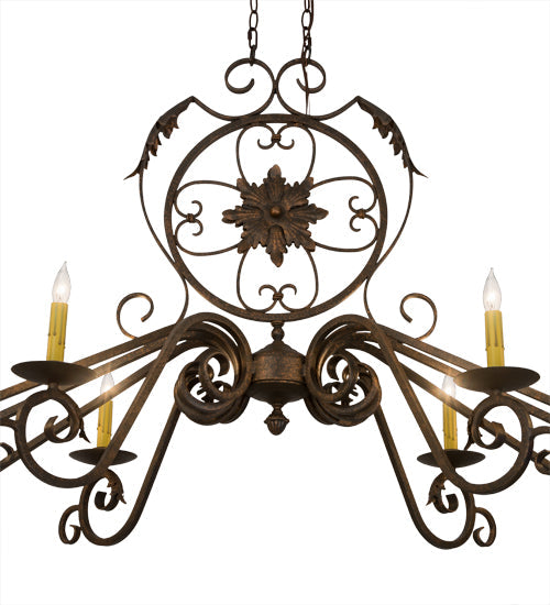 Meyda Lighting Christabel 68" 10-Light Gilded Tobacco Chandelier With Amber Faux Candlelight