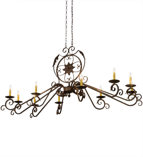 Meyda Lighting Christabel 68" 10-Light Gilded Tobacco Chandelier With Amber Faux Candlelight