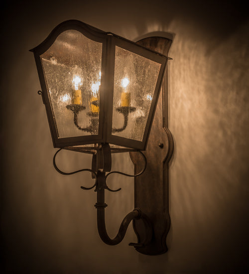 Meyda Lighting Christian 10" 4-Light Cajun Spice Wall Sconce With Clear Seeded Shade Glass