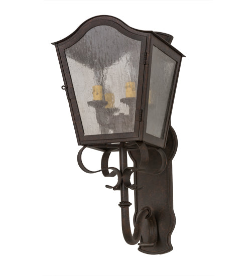 Meyda Lighting Christian 10" 4-Light Cajun Spice Wall Sconce With Clear Seeded Shade Glass