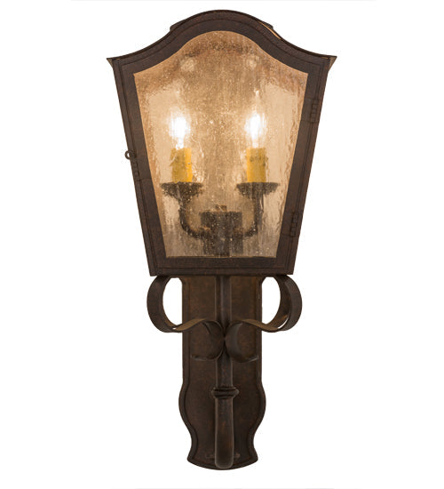 Meyda Lighting Christian 10" 4-Light Cajun Spice Wall Sconce With Clear Seeded Shade Glass