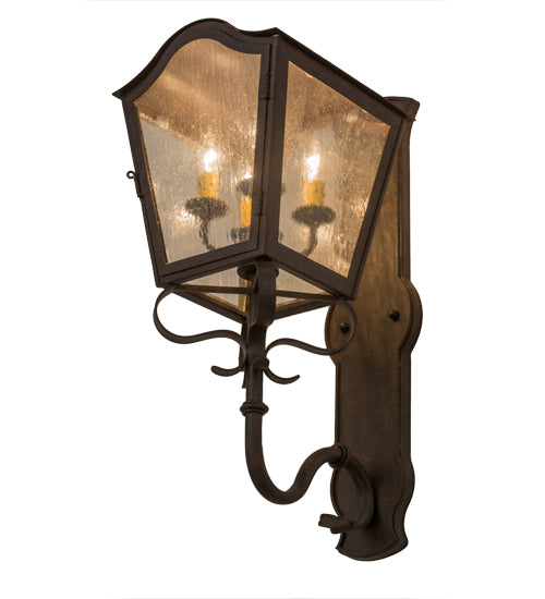 Meyda Lighting Christian 10" 4-Light Cajun Spice Wall Sconce With Clear Seeded Shade Glass