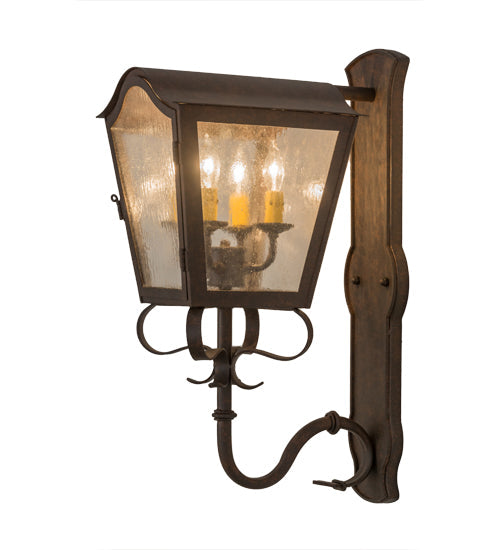 Meyda Lighting Christian 10" 4-Light Cajun Spice Wall Sconce With Clear Seeded Shade Glass