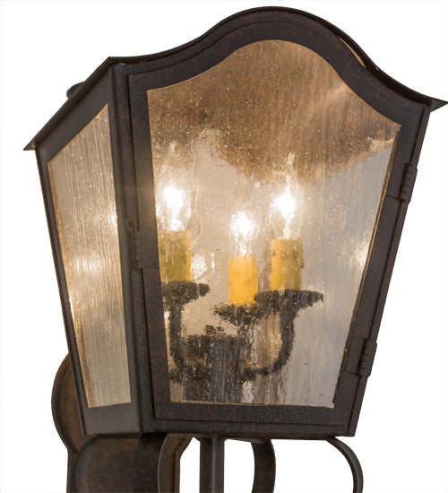 Meyda Lighting Christian 10" 4-Light Cajun Spice Wall Sconce With Clear Seeded Shade Glass