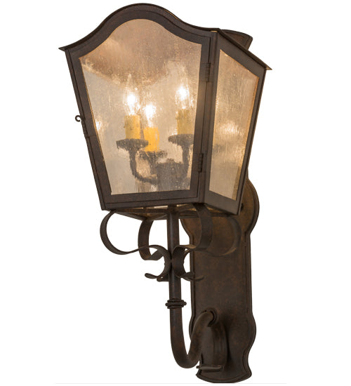 Meyda Lighting Christian 10" 4-Light Cajun Spice Wall Sconce With Clear Seeded Shade Glass
