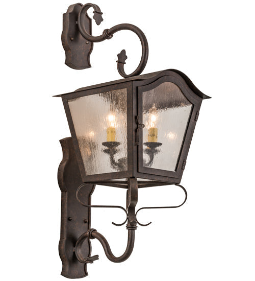 Meyda Lighting Christian 12" 4-Light Cajun Spice Wall Sconce With Clear Seeded Shade Glass