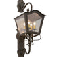 Meyda Lighting Christian 12" 4-Light Gilded Tobacco Lantern Wall Sconce With Clear Seeded Shade Glass