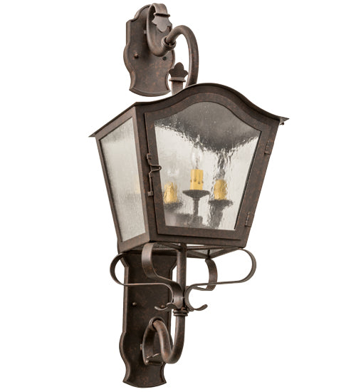 Meyda Lighting Christian 16" 4-Light Cajun Spice Wall Sconce With Clear Seeded Shade Glass