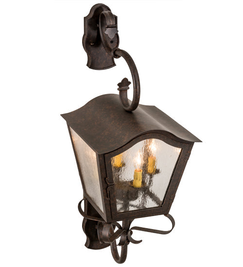Meyda Lighting Christian 16" 4-Light Cajun Spice Wall Sconce With Clear Seeded Shade Glass