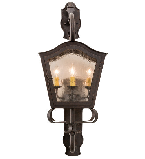 Meyda Lighting Christian 16" 4-Light Cajun Spice Wall Sconce With Clear Seeded Shade Glass