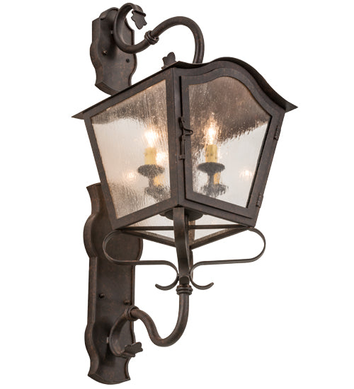 Meyda Lighting Christian 16" 4-Light Cajun Spice Wall Sconce With Clear Seeded Shade Glass