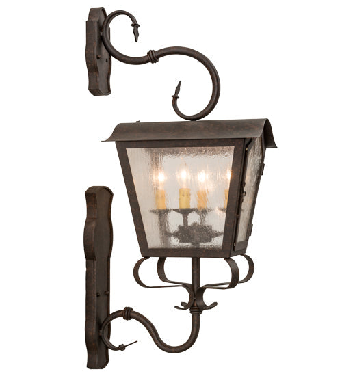 Meyda Lighting Christian 16" 4-Light Cajun Spice Wall Sconce With Clear Seeded Shade Glass