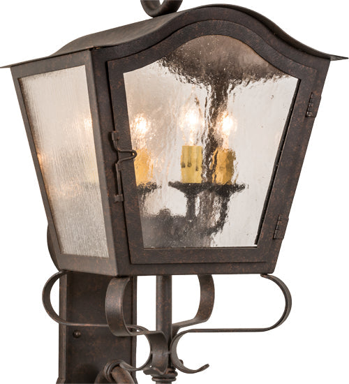 Meyda Lighting Christian 16" 4-Light Cajun Spice Wall Sconce With Clear Seeded Shade Glass