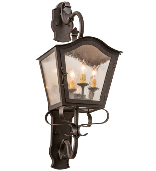 Meyda Lighting Christian 16" 4-Light Cajun Spice Wall Sconce With Clear Seeded Shade Glass