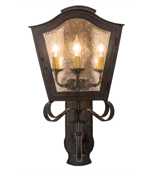 Meyda Lighting Christian 165282 12" 4-Light Cajun Spice Wall Sconce With Clear Seeded Shade Glass