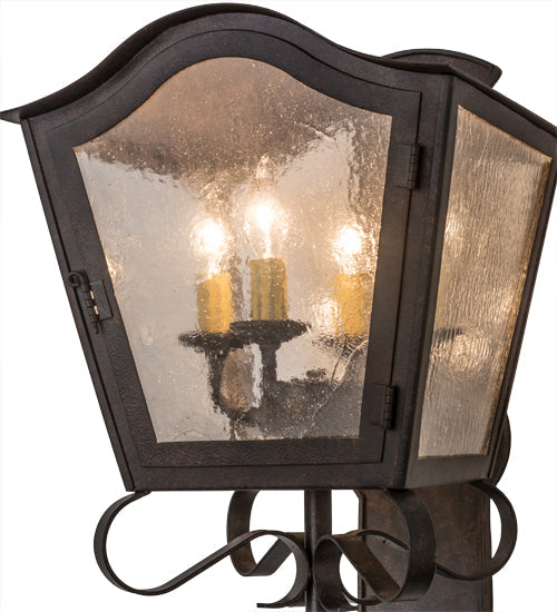 Meyda Lighting Christian 165282 12" 4-Light Cajun Spice Wall Sconce With Clear Seeded Shade Glass