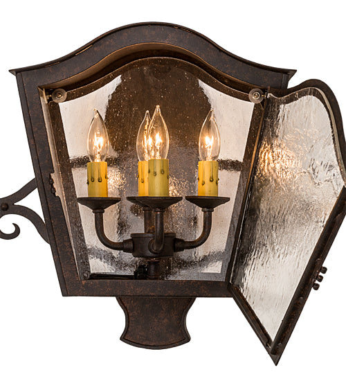 Meyda Lighting Christian 22" 4-Light Cajun Spice Wall Sconce With Clear Seeded Shade Glass