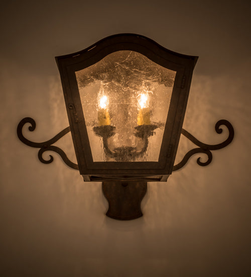 Meyda Lighting Christian 22" 4-Light Cajun Spice Wall Sconce With Clear Seeded Shade Glass