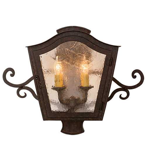 Meyda Lighting Christian 22" 4-Light Cajun Spice Wall Sconce With Clear Seeded Shade Glass