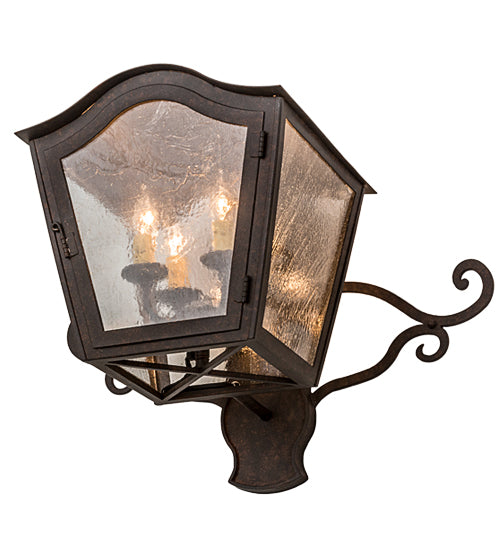 Meyda Lighting Christian 22" 4-Light Cajun Spice Wall Sconce With Clear Seeded Shade Glass