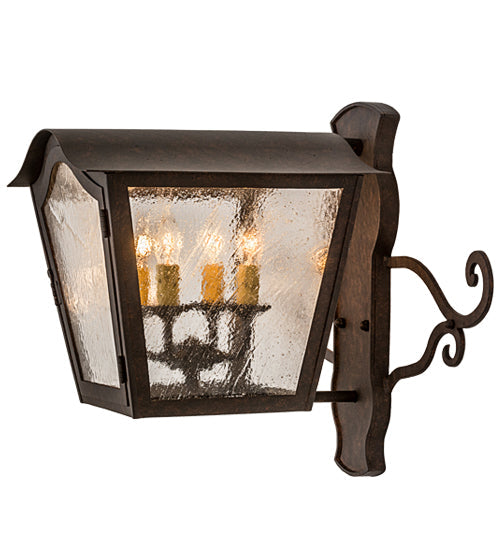 Meyda Lighting Christian 22" 4-Light Cajun Spice Wall Sconce With Clear Seeded Shade Glass