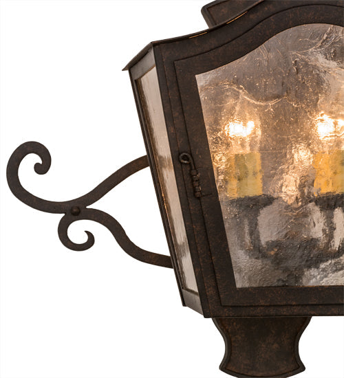 Meyda Lighting Christian 22" 4-Light Cajun Spice Wall Sconce With Clear Seeded Shade Glass