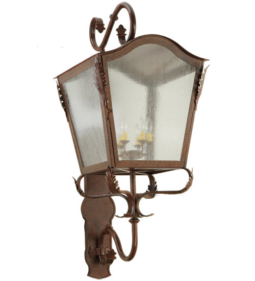 Meyda Lighting Christian 23" 6-Light Dark Bronze Lantern Wall Sconce With Clear Seeded Shade Glass
