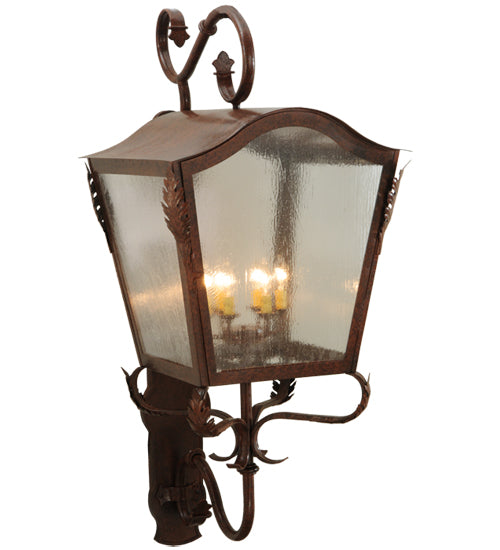 Meyda Lighting Christian 23" 6-Light Dark Bronze Lantern Wall Sconce With Clear Seeded Shade Glass