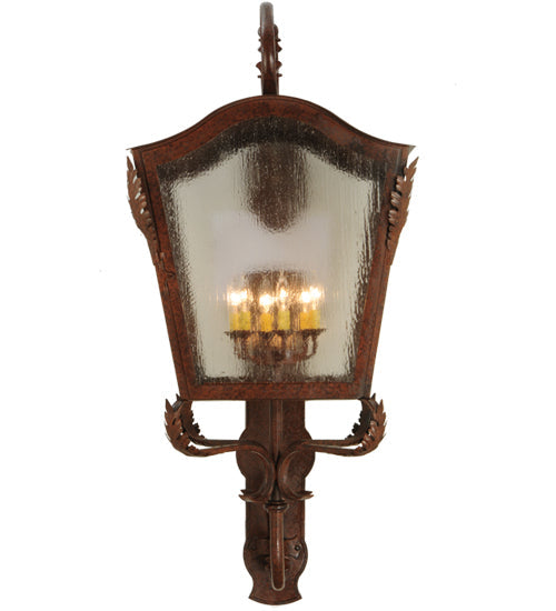 Meyda Lighting Christian 23" 6-Light Dark Bronze Lantern Wall Sconce With Clear Seeded Shade Glass