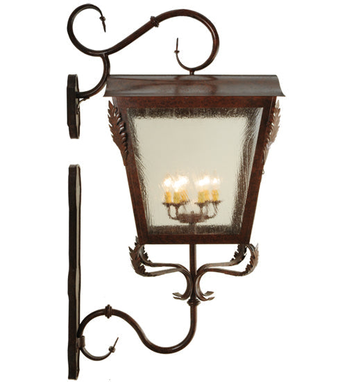 Meyda Lighting Christian 23" 6-Light Dark Bronze Lantern Wall Sconce With Clear Seeded Shade Glass