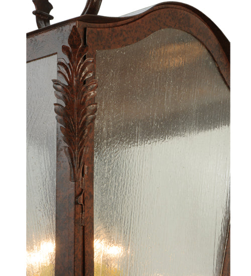 Meyda Lighting Christian 23" 6-Light Dark Bronze Lantern Wall Sconce With Clear Seeded Shade Glass