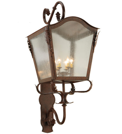 Meyda Lighting Christian 23" 6-Light Dark Bronze Lantern Wall Sconce With Clear Seeded Shade Glass