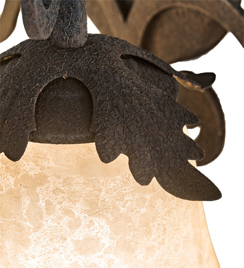 Meyda Lighting Christiana 20" 2-Light Distressed Chestnut Wall Sconce With Beige Scavo Art Shade Glass