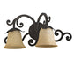 Meyda Lighting Christiana 20" 2-Light Distressed Chestnut Wall Sconce With Beige Scavo Art Shade Glass