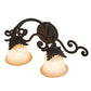 Meyda Lighting Christiana 20" 2-Light Distressed Chestnut Wall Sconce With Beige Scavo Art Shade Glass