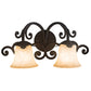 Meyda Lighting Christiana 20" 2-Light Distressed Chestnut Wall Sconce With Beige Scavo Art Shade Glass
