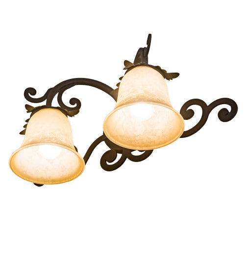 Meyda Lighting Christiana 20" 2-Light Distressed Chestnut Wall Sconce With Beige Scavo Art Shade Glass