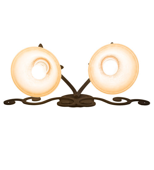 Meyda Lighting Christiana 20" 2-Light Distressed Chestnut Wall Sconce With Beige Scavo Art Shade Glass